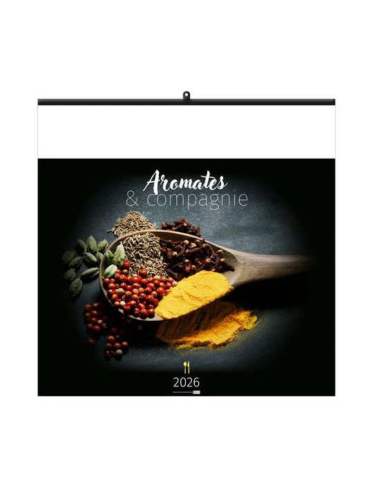 AROMATES ET COMPAGNIE 2026 - SMALL 330 x 330 mm - MARQUAGE 1 COULEUR - RELIURE BAGUETTE objet promotionnel éco-responsable