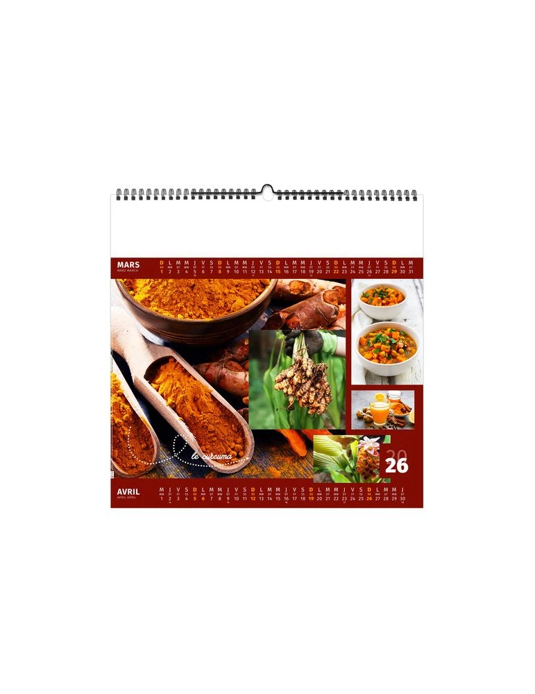 AROMATES ET COMPAGNIE 2026 - SMALL 330 x 330 mm - MARQUAGE 1 COULEUR - RELIURE BAGUETTE goodies entreprise design