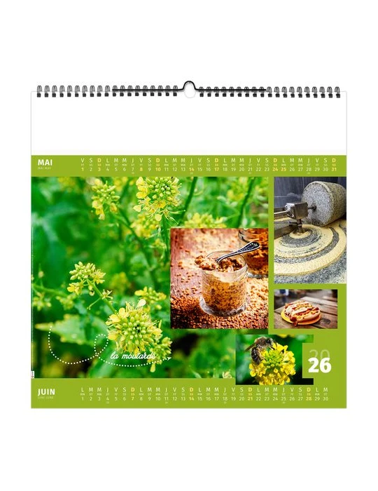 AROMATES ET COMPAGNIE 2026 - SMALL 330 x 330 mm - MARQUAGE 1 COULEUR - RELIURE BAGUETTE cadeau client original