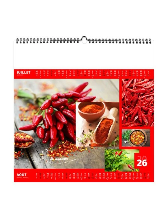 AROMATES ET COMPAGNIE 2026 - SMALL 330 x 330 mm - MARQUAGE 1 COULEUR - RELIURE BAGUETTE objet publicitaire robuste