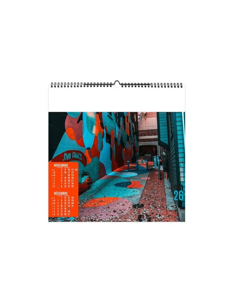 STREET ART 2026 - SMALL 330 x 330 mm - MARQUAGE 1 COULEUR - RELIURE BAGUETTE objet promo petit budget