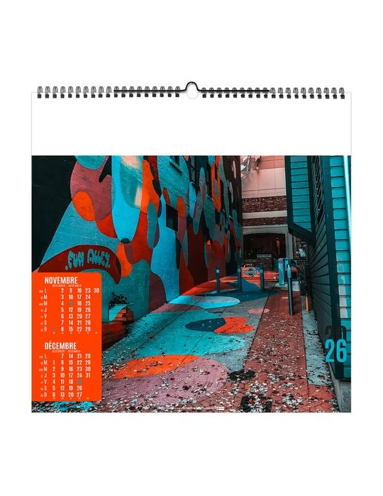 STREET ART 2026 - SMALL 330 x 330 mm - MARQUAGE 1 COULEUR - RELIURE BAGUETTE objet promo petit budget