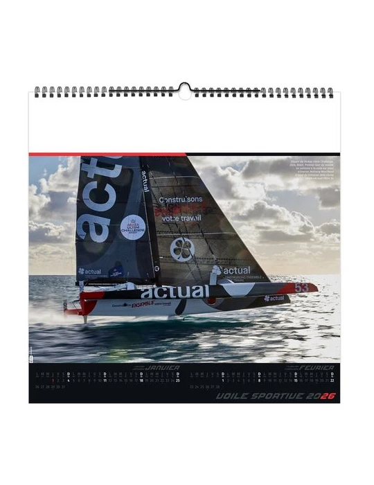 VOILE SPORTIVE 2026 - SMALL 330 x 330 mm - MARQUAGE 1 COULEUR - RELIURE BAGUETTE personnalisation rapide en France