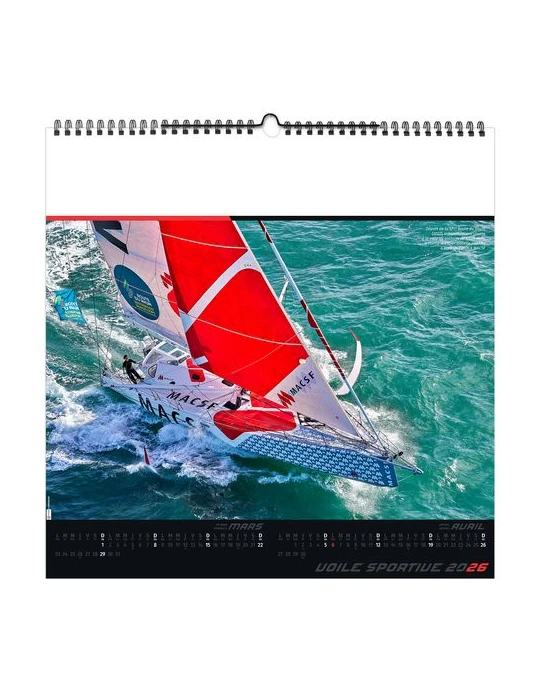 VOILE SPORTIVE 2026 - SMALL 330 x 330 mm - MARQUAGE 1 COULEUR - RELIURE BAGUETTE goodies entreprise design