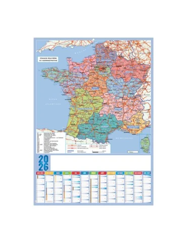 PLANNING REGIONS 2026 - XXL 500X700 MM LEGER 400G - RECTO SEUL - SANS MARQUAGE