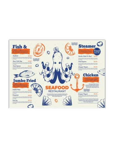 SET DE TABLE ENCAPSULE 426 x 303 mm - FORMAT PAPIER 417 x 295 mm - 200g SATIMAT - IMPRESSION QUADRI RECTO SEUL - COINS ARRONDIS