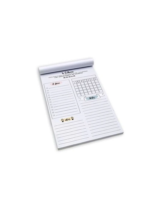 BLOC-NOTE ENCOLLE - MAXI 210 x 297 mm - 30 FEUILLES 80g OFFSET - IMPRESSION RECTO NOIR