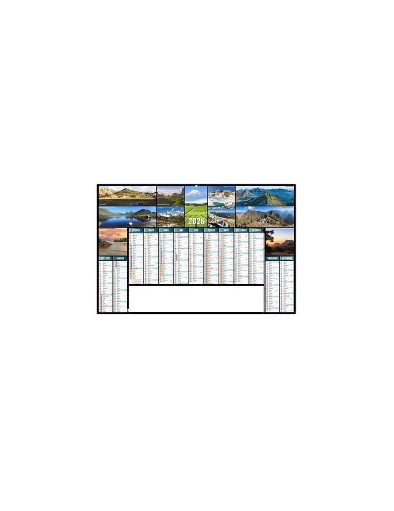 CONTINENTAL 2026 - MAXI 650 x 405 mm - LEGER 400G RECTO SEUL - SANS MARQUAGE - 1 TROU EN TETE personnalisable avec votre logo