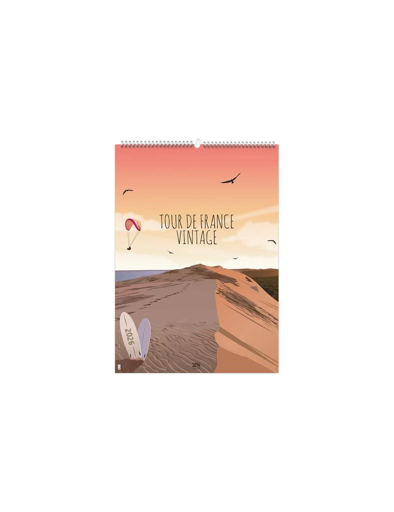 TOUR DE FRANCE VINTAGE 2026 - 6 FEUILLETS - RELIURE BAGUETTE - MARQUAGE 1 COULEUR nombre de pages : 12 pages