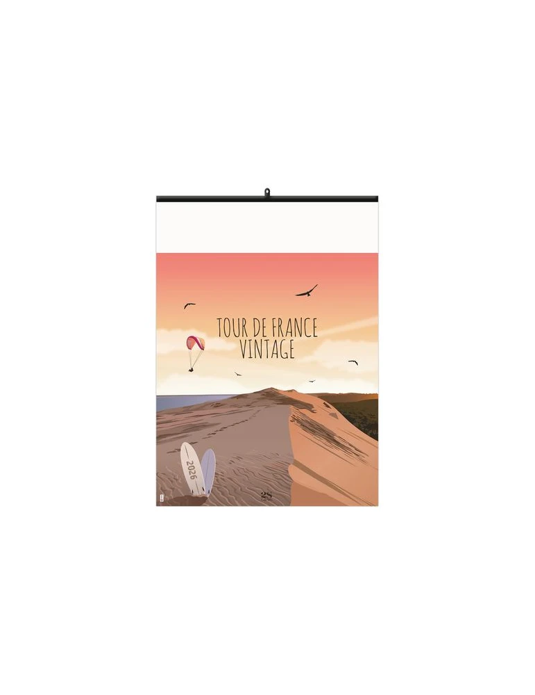 TOUR DE FRANCE VINTAGE 2026 - 6 FEUILLETS - RELIURE BAGUETTE - MARQUAGE 1 COULEUR nombre de pages : 12 pages cadeau entreprise p