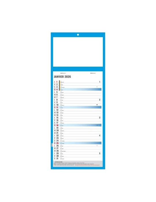 PLAQUE 1 VUE SIMPLE BLEUE 2026 BLOC ET DOS CARTON NON AGRAFES SANS MARQUAGE