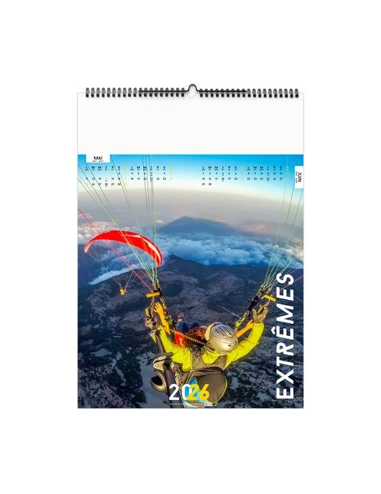 EXTRÊMES 2026 - 6 FEUILLETS - RELIURE BAGUETTE - MARQUAGE 1 COULEUR nombre de pages : 12 pages marquage laser ultra précis