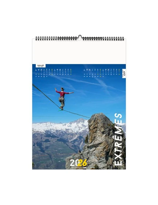 EXTRÊMES 2026 - 6 FEUILLETS - RELIURE BAGUETTE - MARQUAGE 1 COULEUR nombre de pages : 12 pages livraison express 24h 48h