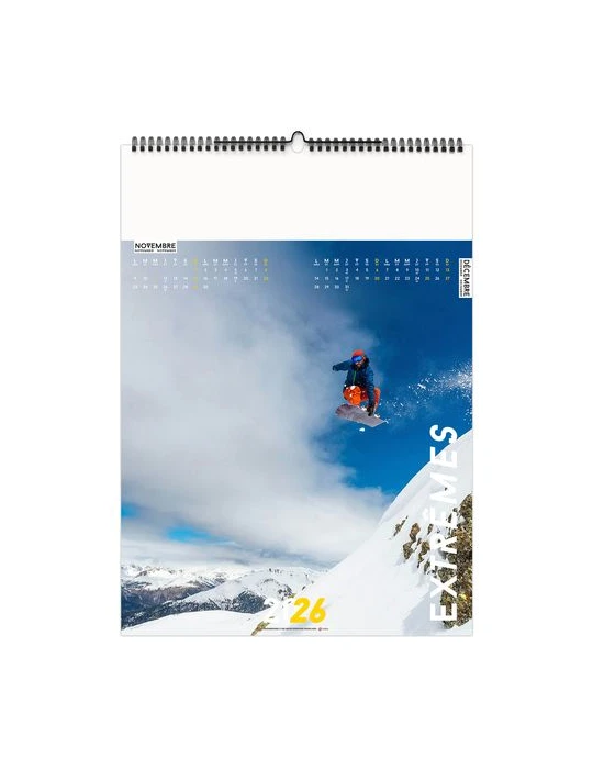 EXTRÊMES 2026 - 6 FEUILLETS - RELIURE BAGUETTE - MARQUAGE 1 COULEUR nombre de pages : 12 pages cadeau collaborateur premium