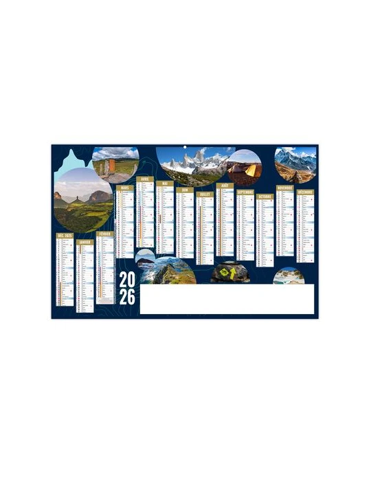 RICHESSES 2026 - MAXI 650 x 405 mm - LEGER 400G RECTO SEUL - SANS MARQUAGE - 1 TROU EN TETE personnalisable avec votre logo