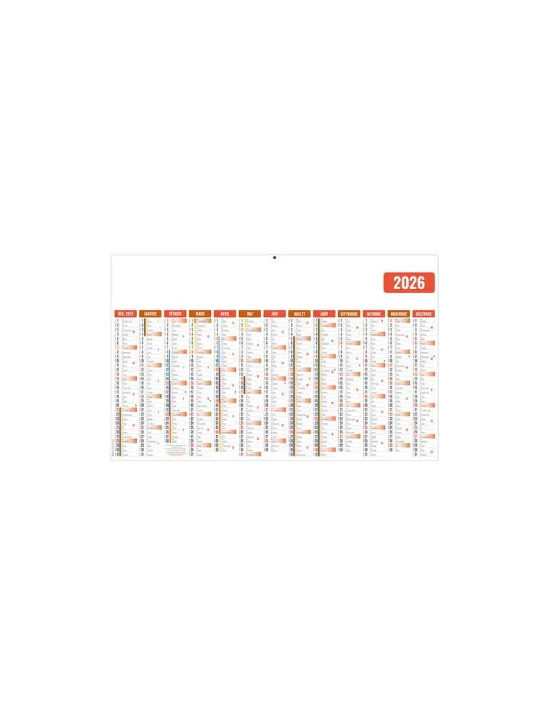 ECOMAX ROUGE 2026 RECTO SEUL - MAXI LEGER SOUPLE - 650x405MM - SANS MARQUAGE - 1 TROU EN TETE