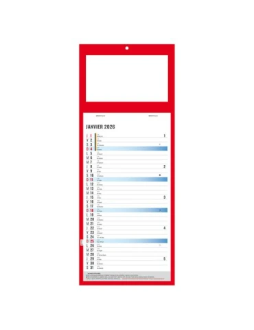 PLAQUE 1 VUE SIMPLE ROUGE 2026 BLOC ET DOS CARTON AGRAFES SANS MARQUAGE