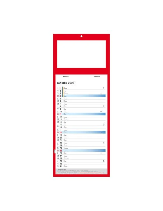PLAQUE 1 VUE SIMPLE ROUGE 2026 BLOC ET DOS CARTON AGRAFES SANS MARQUAGE