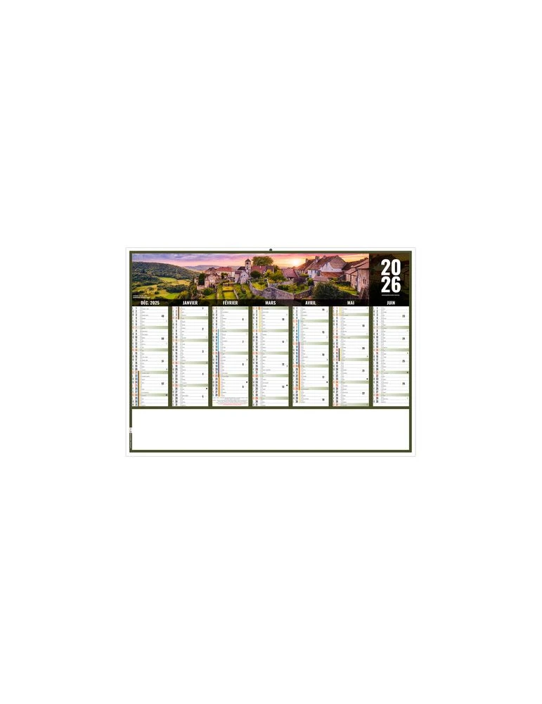 LIBERTE BOURGOGNE-FRANCHE-COMTE 2026 - MIDI 430 x 335 mm - LEGER 400G - SANS MARQUAGE - 1 TROU EN TETE livraison express 24h 48h