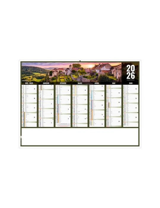 LIBERTE BOURGOGNE-FRANCHE-COMTE 2026 - MIDI 430 x 335 mm - LEGER 400G - SANS MARQUAGE - 1 TROU EN TETE livraison express 24h 48h