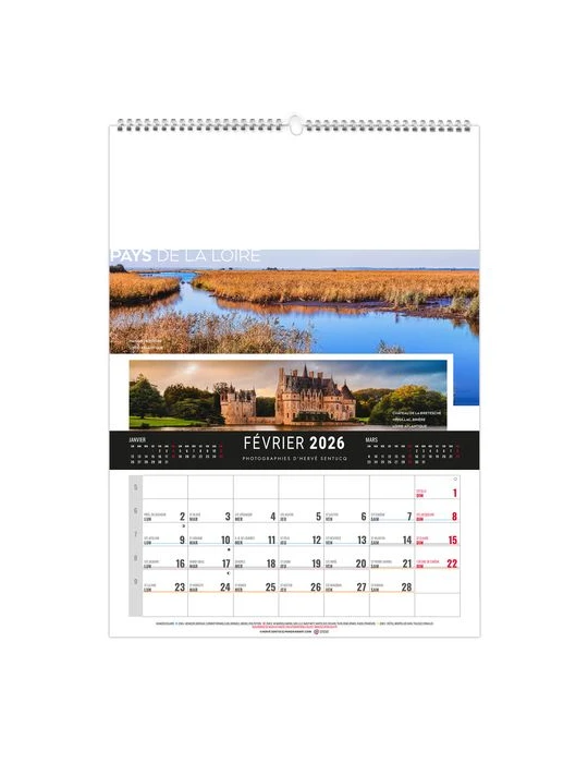 MURAL 12F - ETENDU 2026 - QUADRI personnalisable avec votre logo