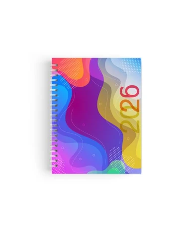AGENDA SPIRALE MINI 2026 - 90x165mm COUV 400g QUADRI R/V - PELLI MAT 1ERE+4EME - ATLAS + SEMAINIER STANDARD 128 PAGES 80g - SPIR 2