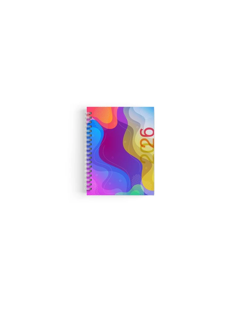 AGENDA SPIRALE MINI 2026 - 90x165mm COUV 400g QUADRI R/V - PELLI MAT 1ERE+4EME - ATLAS + SEMAINIER STANDARD 128 PAGES 80g - SPIR