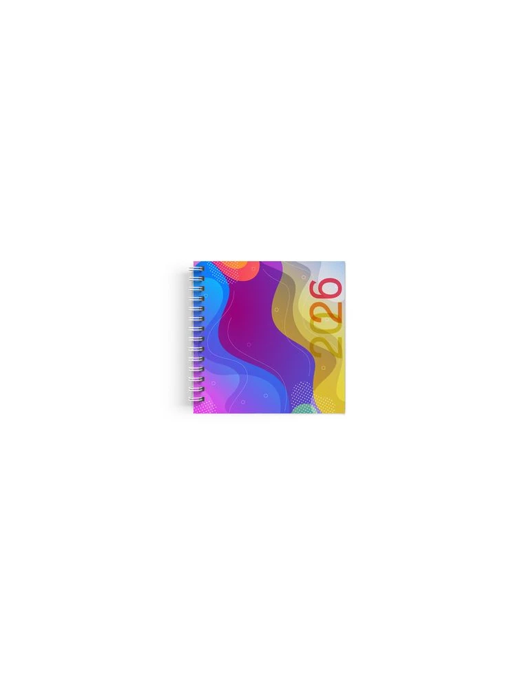 AGENDA SPIRALE MINI 2026 - 90x165mm COUV 400g QUADRI R/V - PELLI MAT 1ERE+4EME - ATLAS + SEMAINIER STANDARD 128 PAGES 80g - SPIR