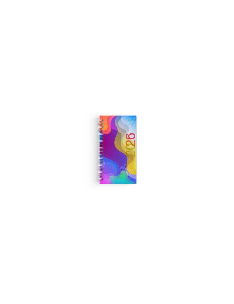 AGENDA SPIRALE MINI 2026 - 90x165mm COUV 400g QUADRI R/V - PELLI MAT 1ERE+4EME - ATLAS + SEMAINIER STANDARD 128 PAGES 80g - SPIR