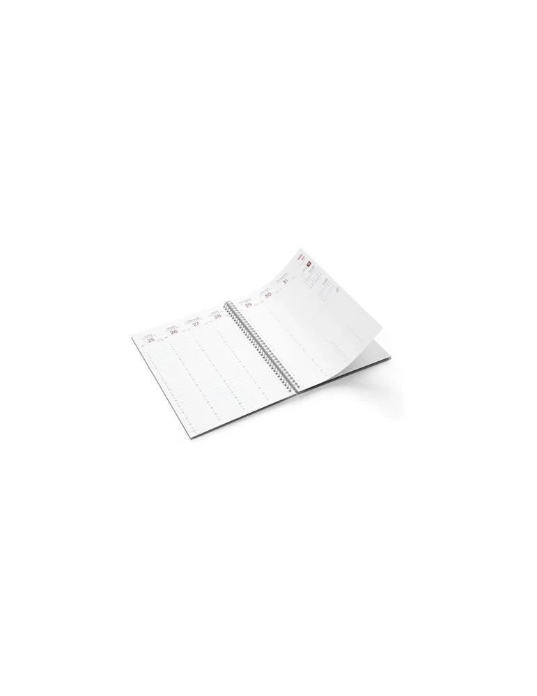 AGENDA SPIRALE MINI 2026 - 90x165mm COUV 400g QUADRI R/V - PELLI MAT 1ERE+4EME - ATLAS + SEMAINIER STANDARD 128 PAGES 80g - SPIR