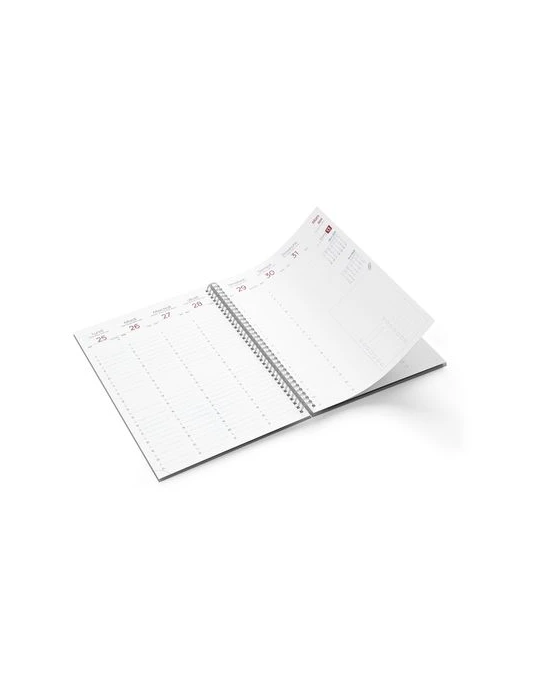 AGENDA SPIRALE MINI 2026 - 90x165mm COUV 400g QUADRI R/V - PELLI MAT 1ERE+4EME - ATLAS + SEMAINIER STANDARD 128 PAGES 80g - SPIR