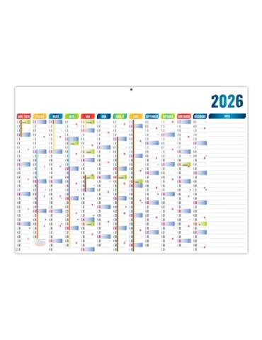 PLANNING BASIQUE 2026 - XXL 700X500 MM LEGER 400G - RECTO SEUL - SANS MARQUAGE
