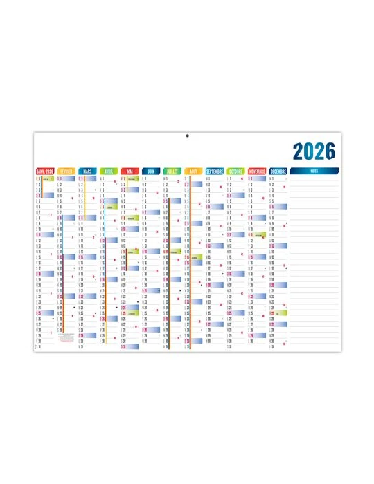PLANNING BASIQUE 2026 - XXL 700X500 MM LEGER 400G - RECTO SEUL - SANS MARQUAGE