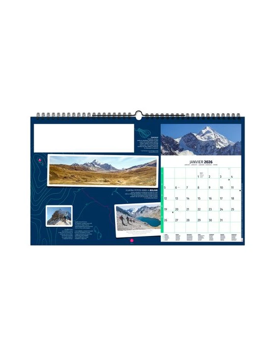 RANDONNÉES DU MONDE 2026 - XXL 620 x 360 mm - MARQUAGE 1 COULEUR marquage laser ultra précis