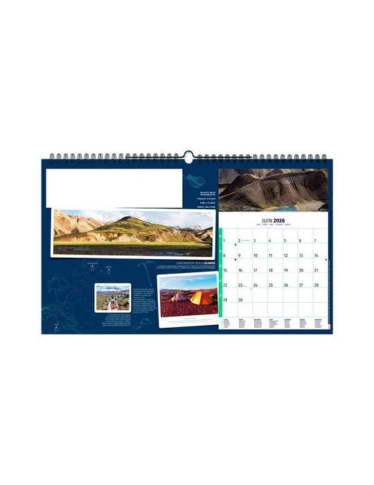 RANDONNÉES DU MONDE 2026 - XXL 620 x 360 mm - MARQUAGE 1 COULEUR marquage couleur éclatante