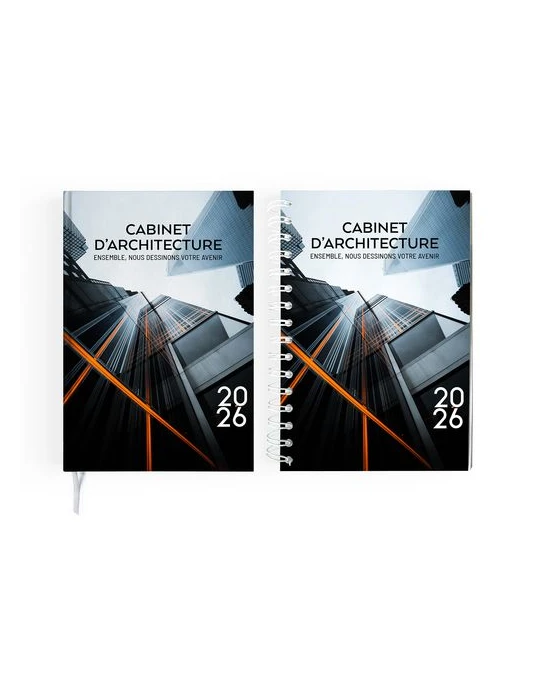 AGENDA CARRE 1 JOUR CREATION 2026 - 140 x 210 mm - COUVERTURE RIGIDE EMBOITEE QUADRI
