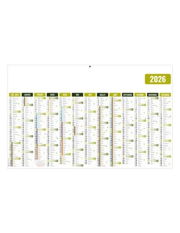 ECOMAX VERT 2026 RECTO SEUL - MAXI LEGER SOUPLE - 650x405MM - SANS MARQUAGE - 1 TROU EN TETE
