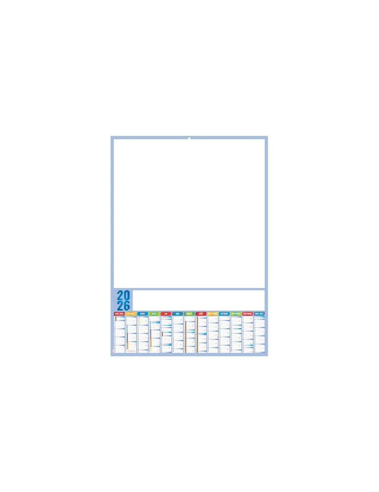 PLANNING ARDOISE 2026 - XXL 500X700 MM LEGER 400G - RECTO SEUL - SANS MARQUAGE
