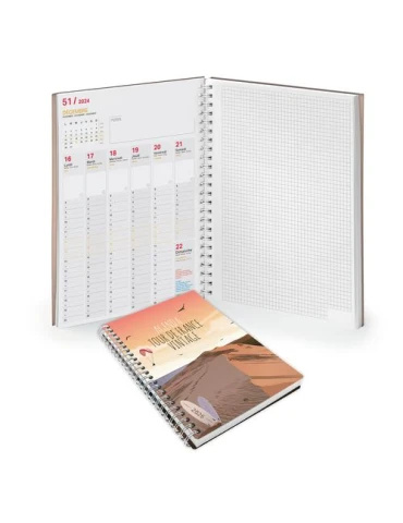 AGENDA SCRIPT BOOK 2026 - 226 x 298 mm - SPIRALE BLANCHE - COUVERTURE PELLICULAGE BRILLANT