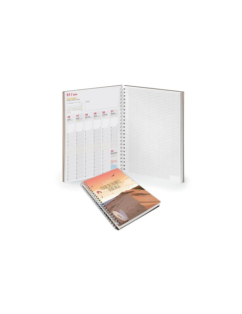 AGENDA SCRIPT BOOK 2026 - 226 x 298 mm - SPIRALE BLANCHE - COUVERTURE PELLICULAGE BRILLANT