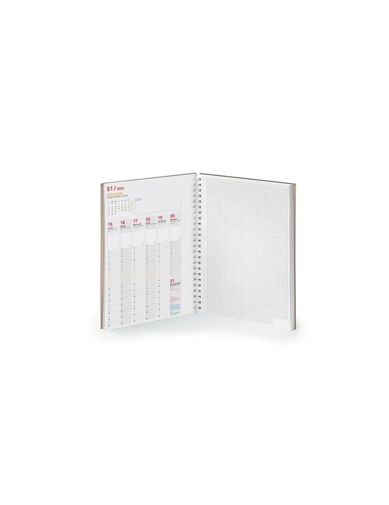 AGENDA SCRIPT BOOK 2026 - 226 x 298 mm - SPIRALE BLANCHE - COUVERTURE PELLICULAGE BRILLANT cadeau entreprise pas cher
