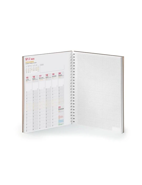AGENDA SCRIPT BOOK 2026 - 226 x 298 mm - SPIRALE BLANCHE - COUVERTURE PELLICULAGE BRILLANT cadeau entreprise pas cher