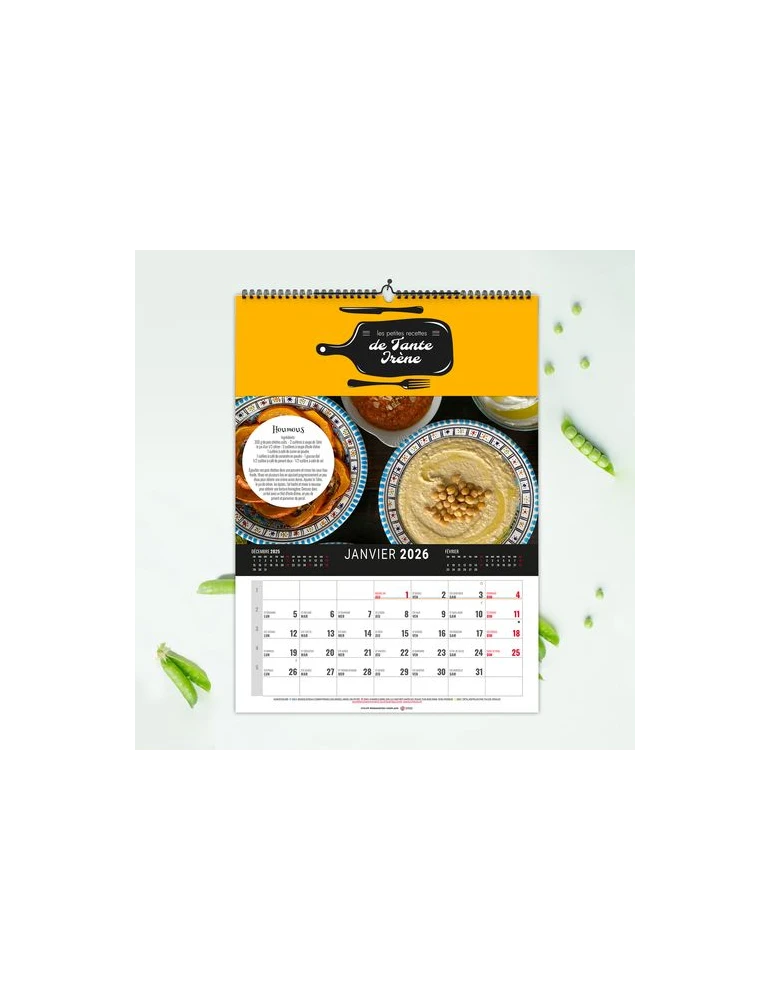 CALENDRIER MURAL 12 FEUILLETS CREATION 2026 - 240 x 330 mm - 11 FEUILLETS SUR 135g + 1 FEUILLET SUR 380g - SPIRALE BLANCHE EN TE