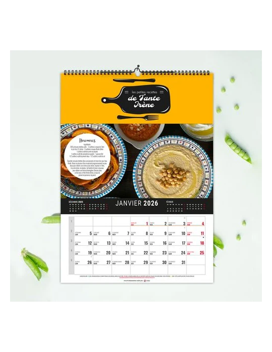 CALENDRIER MURAL 12 FEUILLETS CREATION 2026 - 240 x 330 mm - 11 FEUILLETS SUR 135g + 1 FEUILLET SUR 380g - SPIRALE BLANCHE EN TE