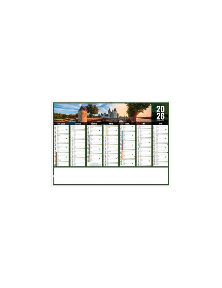 LIBERTE CENTRE-VAL-DE-LOIRE 2026 - MIDI 430 x 335 mm - LEGER 400G - SANS MARQUAGE - 1 TROU EN TETE livraison express 24h 48h