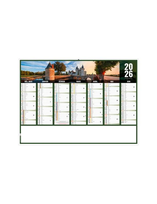 LIBERTE CENTRE-VAL-DE-LOIRE 2026 - MIDI 430 x 335 mm - LEGER 400G - SANS MARQUAGE - 1 TROU EN TETE livraison express 24h 48h