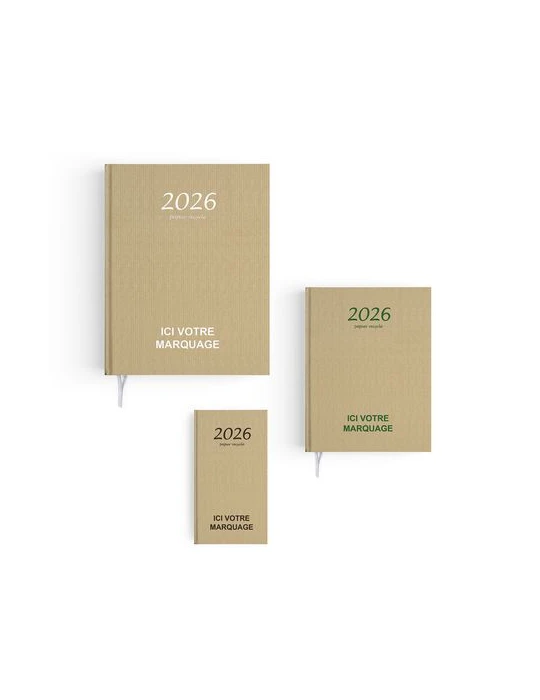 AGENDA EMBOITE KRAFT 2026 - MINI 90 x 165 mm - SANS MARQUAGE
