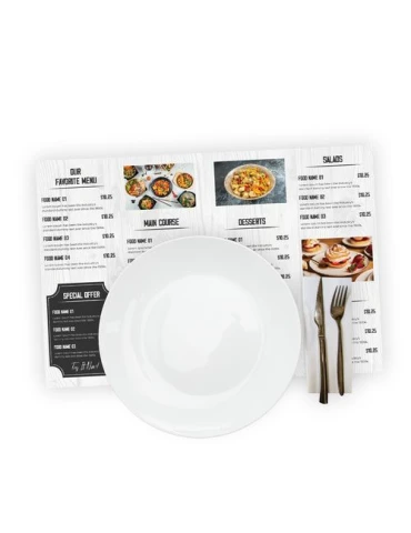 SET DE TABLE PAPIER 420 x 300 mm 80g OFFSET - IMPRESSION QUADRI RECTO SEUL
