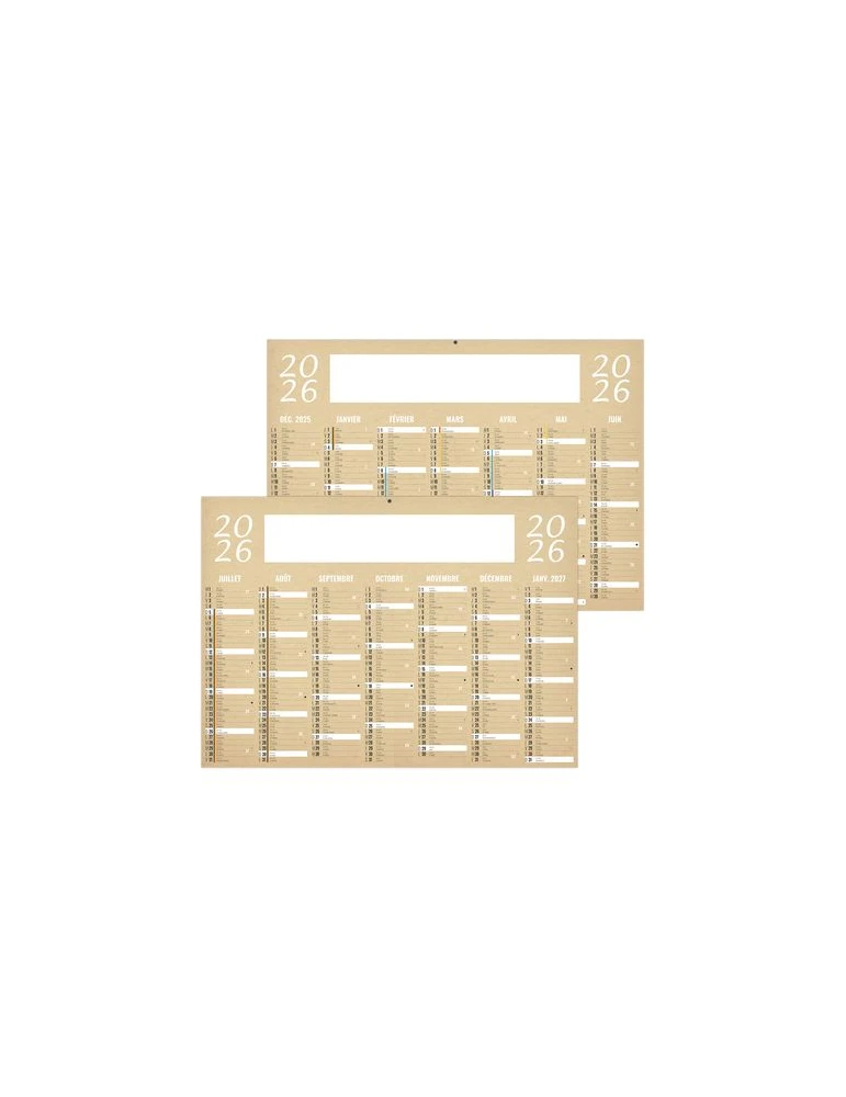 KRAFT 2026 - MIDI 430 x 335 mm - LEGER 400G - SANS MARQUAGE - 1 TROU EN TÊTE