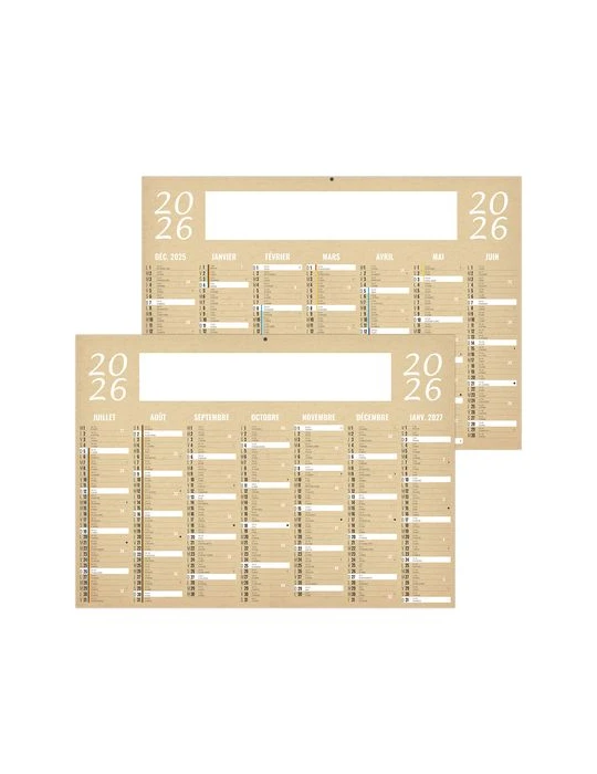 KRAFT 2026 - MIDI 430 x 335 mm - LEGER 400G - SANS MARQUAGE - 1 TROU EN TÊTE